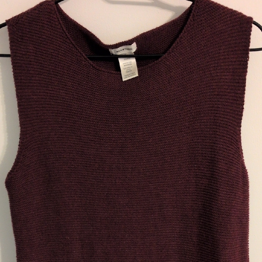 Max Studio Sleeveless Burgundy Knit Tunic Dress